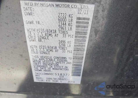 2014 Infiniti Qx60 Hybrid z USA, uszkodzony, nr VIN 5N1CL0MN0EC518377